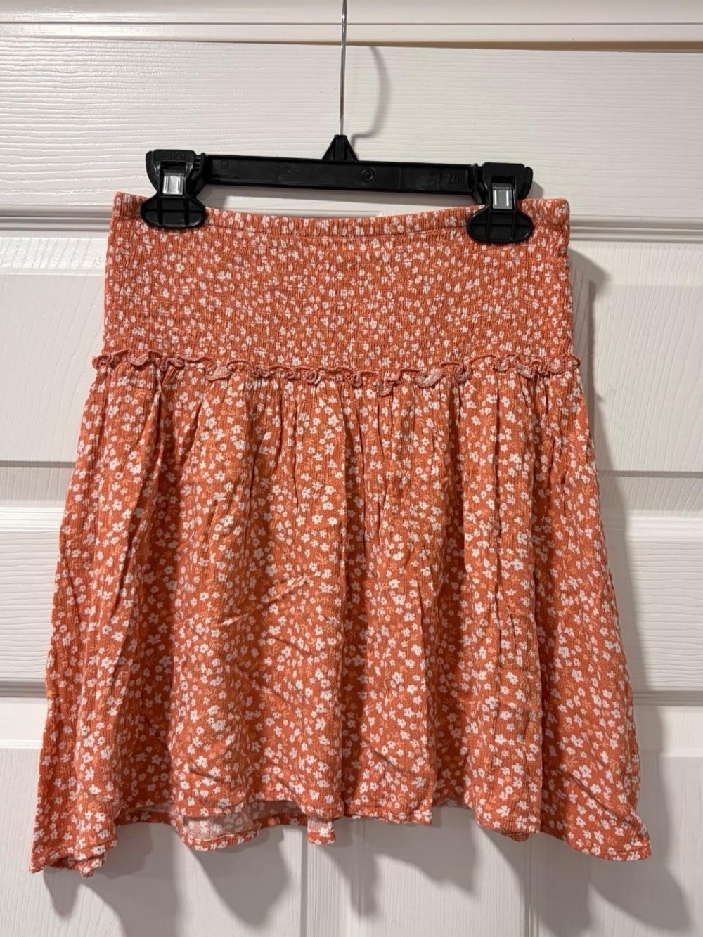 Hippie Rose Rust Floral Smocked Waist Circle Skirt